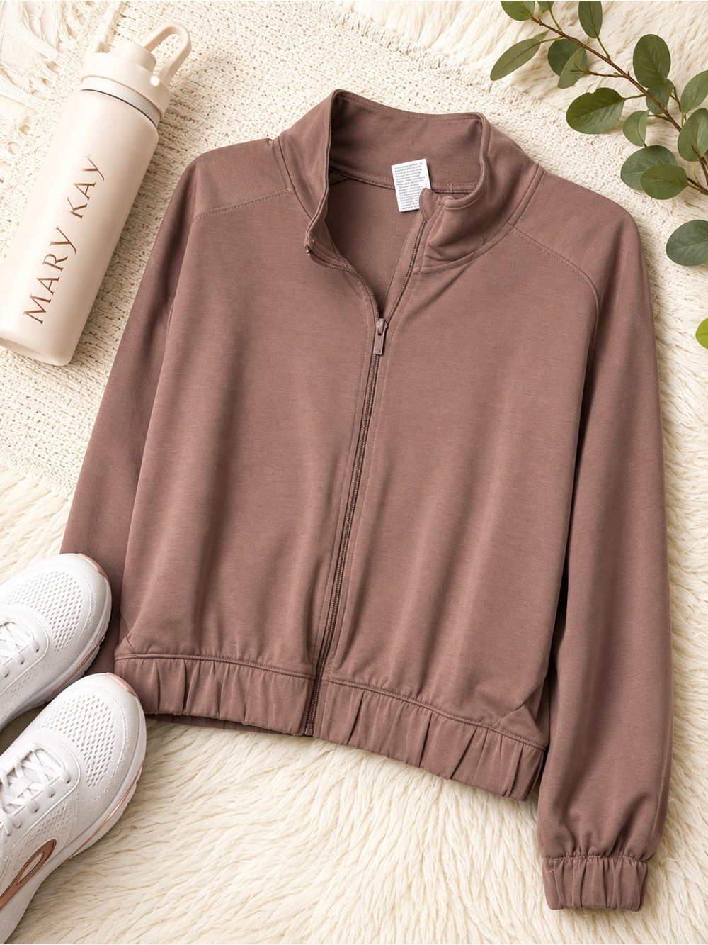 all in motion Mauve Brown Zip-Front Lightweight Jacket